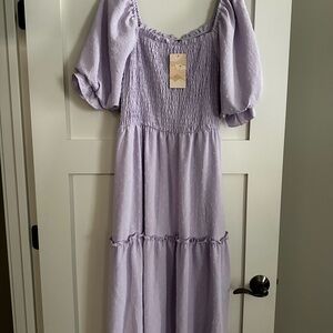 Lavender Puff Sleeve Dress